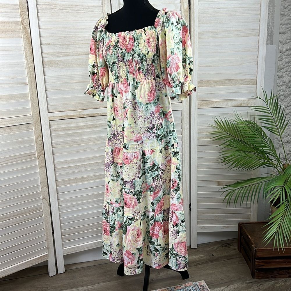 Faithful The Brand De Christian Venissa Floral Linen Midi Dress 6 - Picture 10 of 14